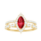 Rosec Jewels-Vintage Inspired Lab Ruby and Diamond Double Band Engagement Ring