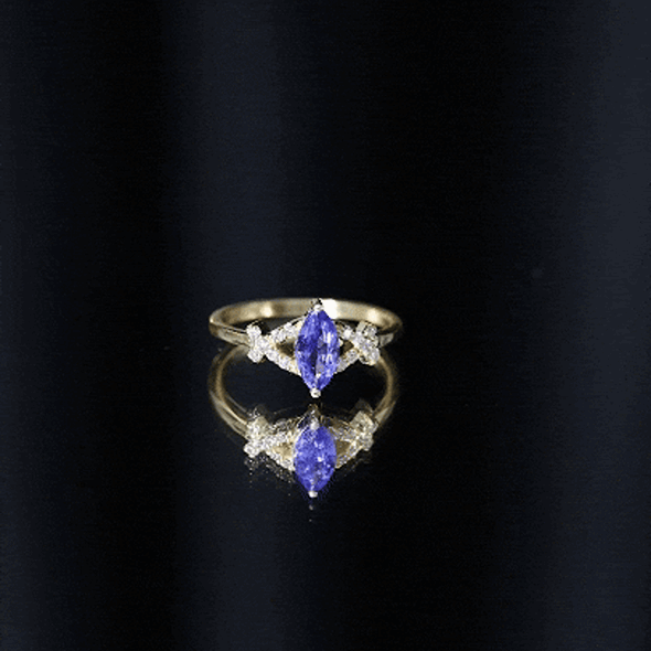 Natural Marquise Tanzanite Diamond Promise Ring for Engagement AAA - Rosec Jewels