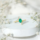 Oval Shaped Emerald Bypass Engagement Ring with Diamonds AAA - Rosec Jewels