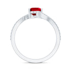 Oval Lab Created Ruby and Diamond Bypass Engagement Ring AAAA - Rosec Jewels