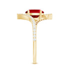 Oval Lab Created Ruby and Diamond Bypass Engagement Ring AAAA - Rosec Jewels