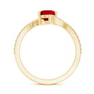 Oval Lab Created Ruby and Diamond Bypass Engagement Ring AAAA - Rosec Jewels