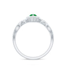 Natural Marquise Emerald Diamond Halo Engagement Ring with Crossover Shank AAA - Rosec Jewels