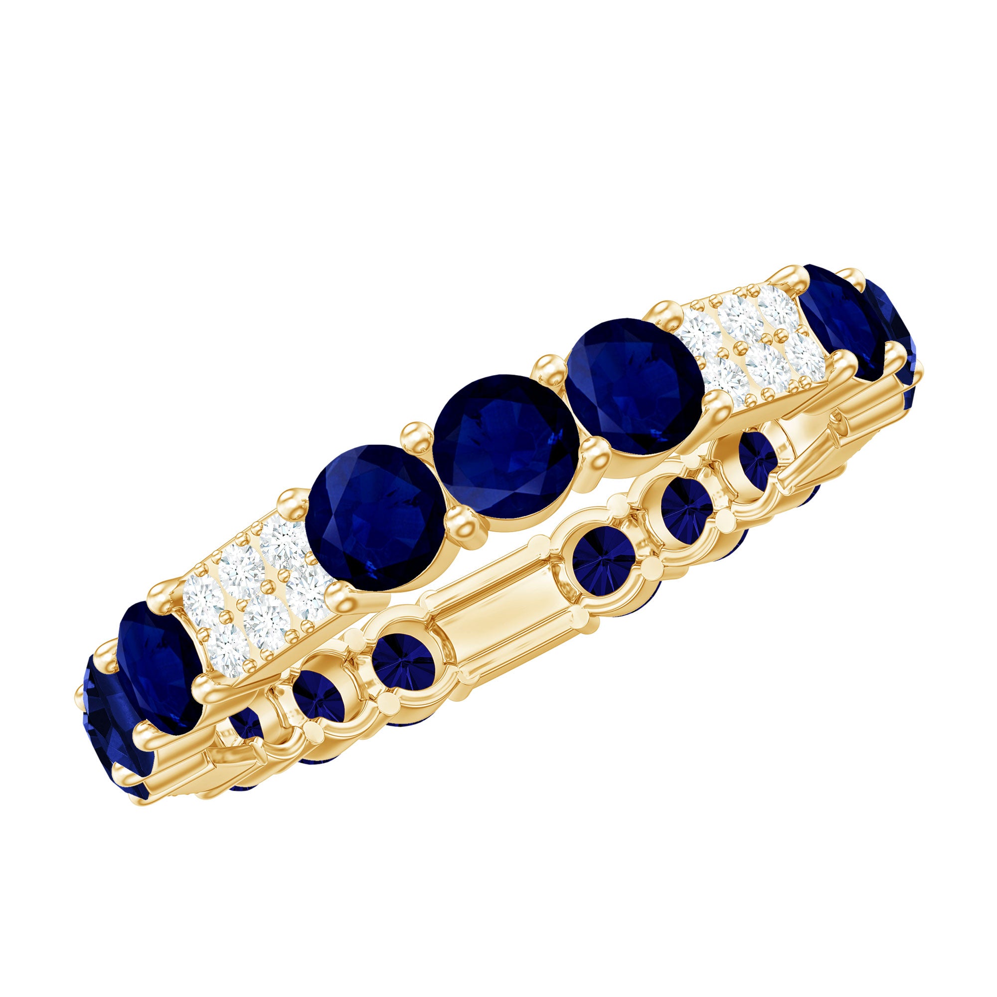 Rosec Jewels-Natural Blue Sapphire and Diamond Eternity Wedding Band