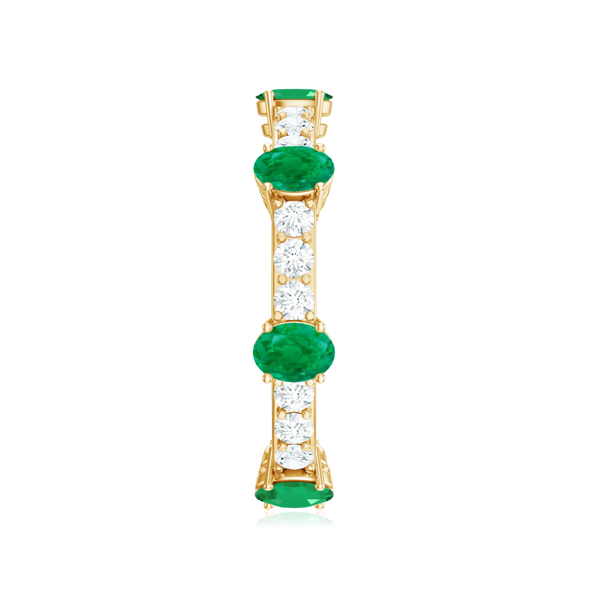 Natural Oval Emerald Diamond Eternity Marriage Anniversary Ring AAA - Rosec Jewels