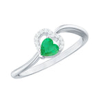 Certified Natural Emerald Heart Promise Ring with Diamond AAA - Rosec Jewels