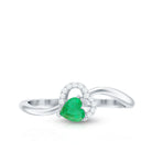 Certified Natural Emerald Heart Promise Ring with Diamond AAA - Rosec Jewels