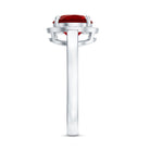 8MM Lab Grown Ruby Round Halo Engagement Ring AAAA - Rosec Jewels