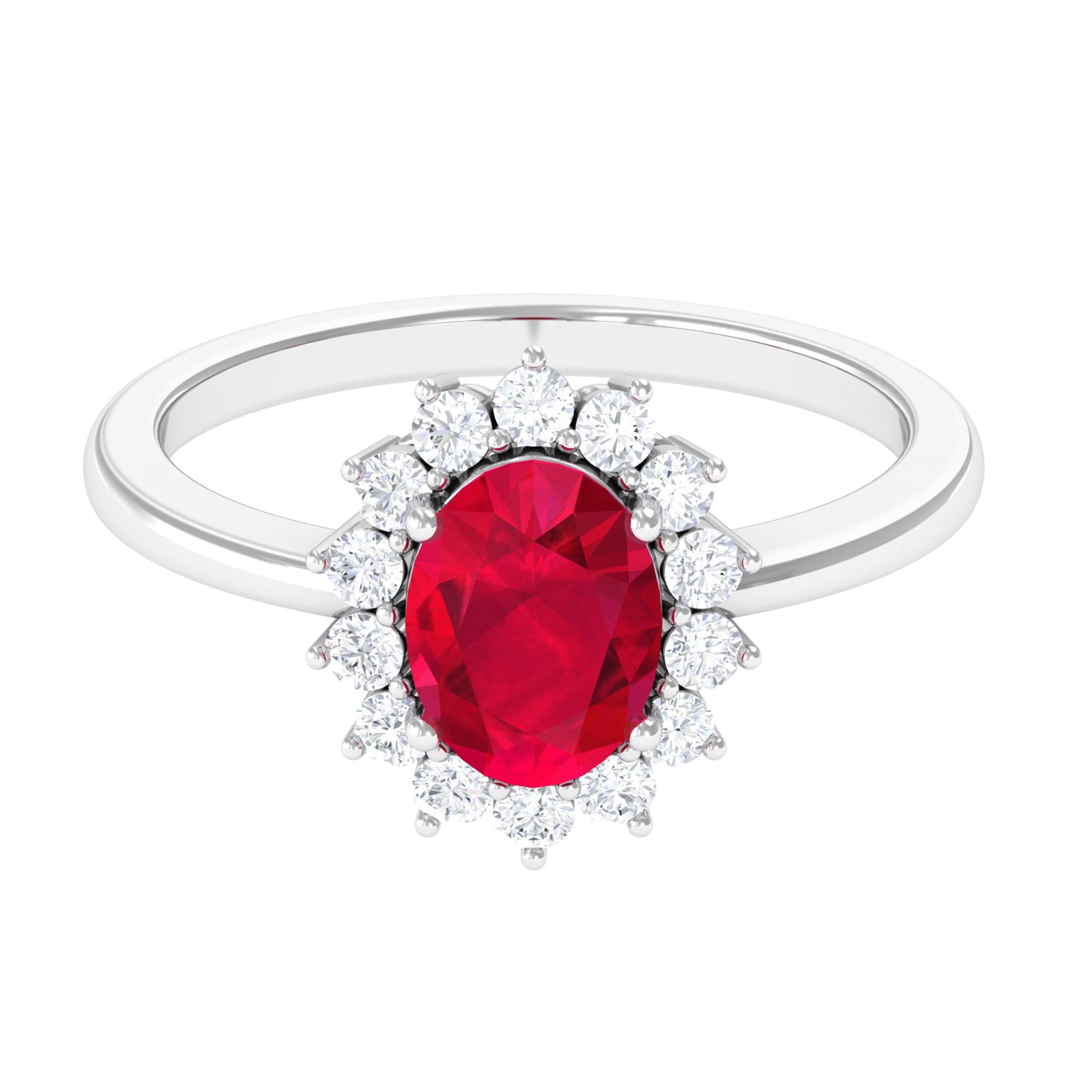 1.50 CT Princess Diana Inspired Created Ruby and Diamond Ring Lab Created Ruby - ( AAAA ) - Quality - Rosec Jewels