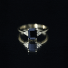 1.6 Carat Lab Grown Black Diamond Emerald Cut Engagement Ring with White Diamond AAAA ( Synthetic ) - Rosec Jewels