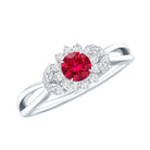 Certified Lab Grown Ruby Diamond Flower Engagement Ring for Women AAAA - Rosec Jewels
