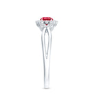 Certified Lab Grown Ruby Diamond Flower Engagement Ring for Women AAAA - Rosec Jewels