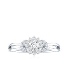 Split Shank Simulated Diamond Flower Engagement Ring AAAA - Rosec Jewels