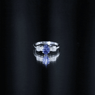 Certified 1 Carat Lab Grown Blue Sapphire Oval Engagement Ring with Diamond AAAA - Rosec Jewels