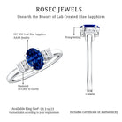 Certified 1 Carat Lab Grown Blue Sapphire Oval Engagement Ring with Diamond AAAA - Rosec Jewels