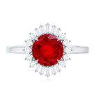 Round Lab Created Ruby and Diamond Halo Engagement Ring AAAA - Rosec Jewels