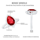 Rosec Jewels-Lab Ruby Teardrop Engagement Ring with Diamond Halo
