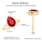 Rosec Jewels-Lab Ruby Teardrop Engagement Ring with Diamond Halo