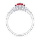 Vintage Inspired Lab Created Ruby and Diamond Engagement Ring AAAA - Rosec Jewels