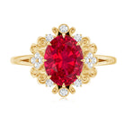 Vintage Inspired Lab Created Ruby and Diamond Engagement Ring AAAA - Rosec Jewels