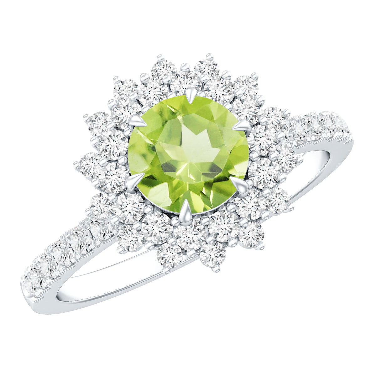 Certified Real 2 Carat Peridot Statement Engagement Ring AAA - Rosec Jewels