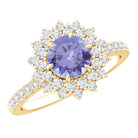 Natural Tanzanite Diamond Engagement Ring with Double Halo AAA - Rosec Jewels