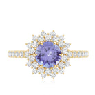 Natural Tanzanite Diamond Engagement Ring with Double Halo AAA - Rosec Jewels