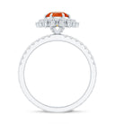 Round Fire Opal Statement Engagement Ring with Moissanite AAA - Rosec Jewels