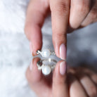 Pure Freshwater Pearl Solitaire Crossover Ring with Diamond AAA - Rosec Jewels