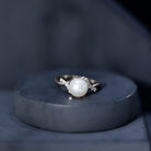 Pure Freshwater Pearl Solitaire Crossover Ring with Diamond AAA - Rosec Jewels