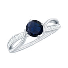 Rosec Jewels-Real 0.95 Carat Round Blue Sapphire Infinity Engagement Ring with Diamond