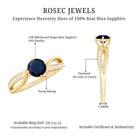Rosec Jewels-Real 0.95 Carat Round Blue Sapphire Infinity Engagement Ring with Diamond