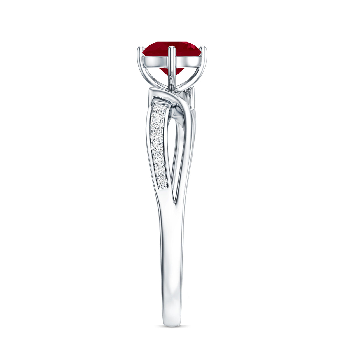 Natural 0.6 Carat Ruby Infinity Promise Ring with Diamond AAA - Rosec Jewels