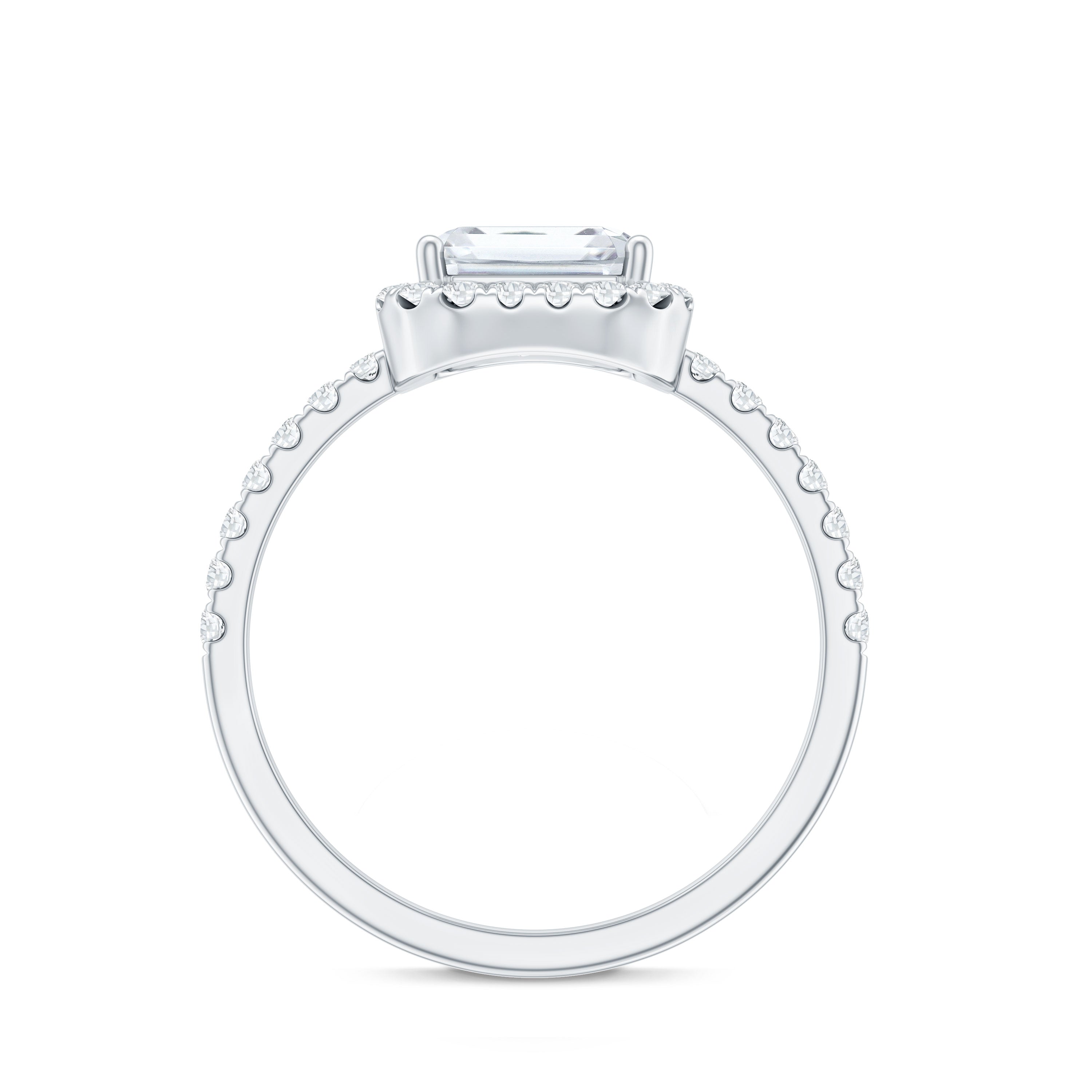 2.8 Carat Emerald Cut Cubic Zirconia Halo Engagement Ring AAAA - Rosec Jewels