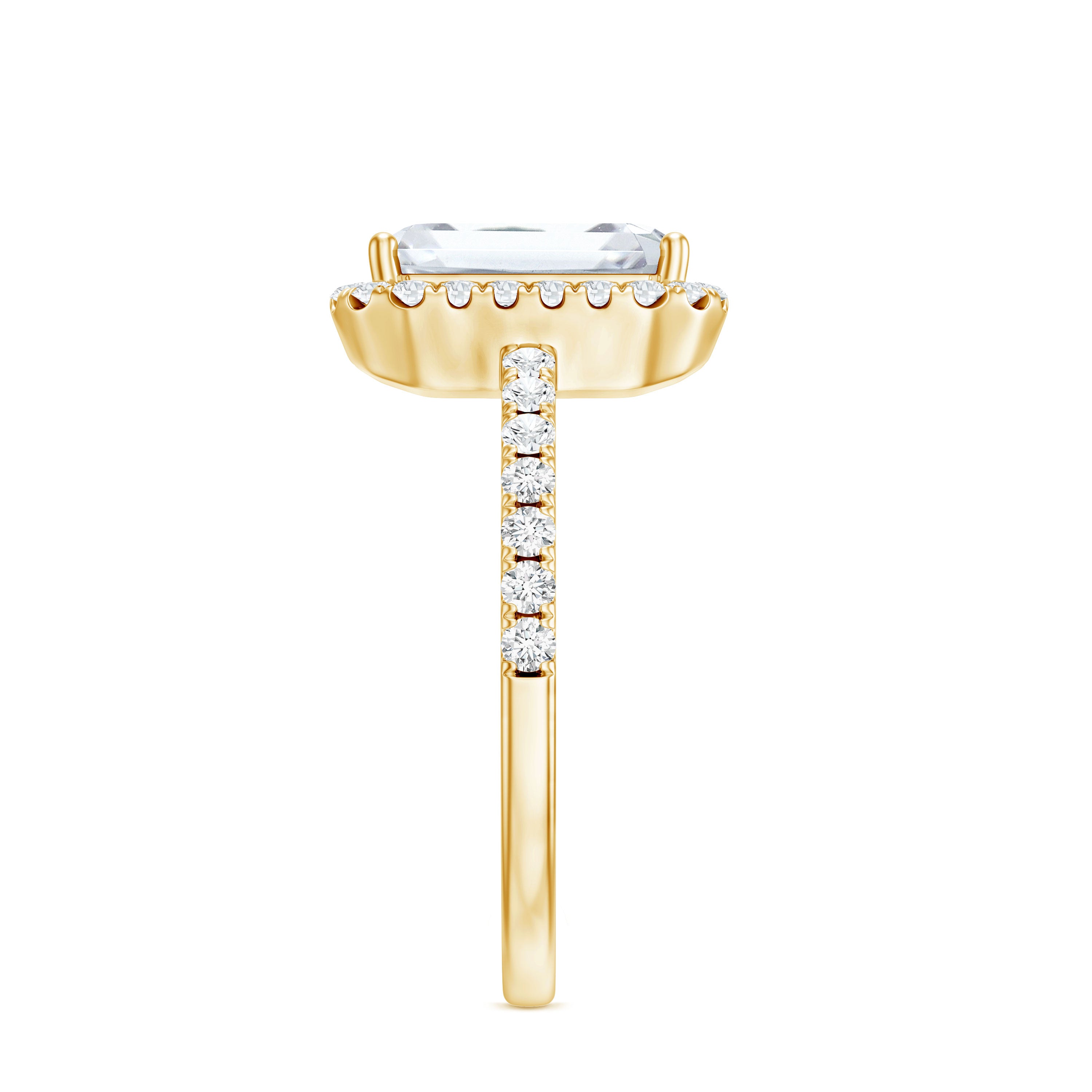 2.8 Carat Emerald Cut Cubic Zirconia Halo Engagement Ring AAAA - Rosec Jewels