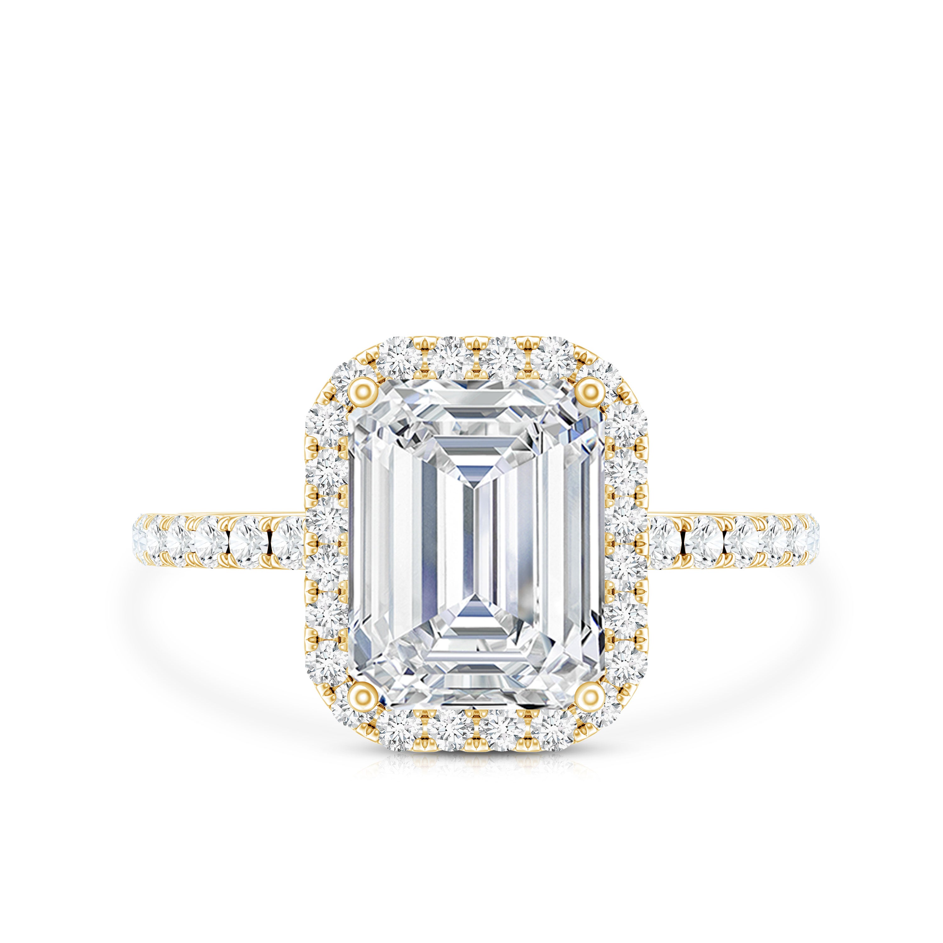 2.8 Carat Emerald Cut Cubic Zirconia Halo Engagement Ring AAAA - Rosec Jewels