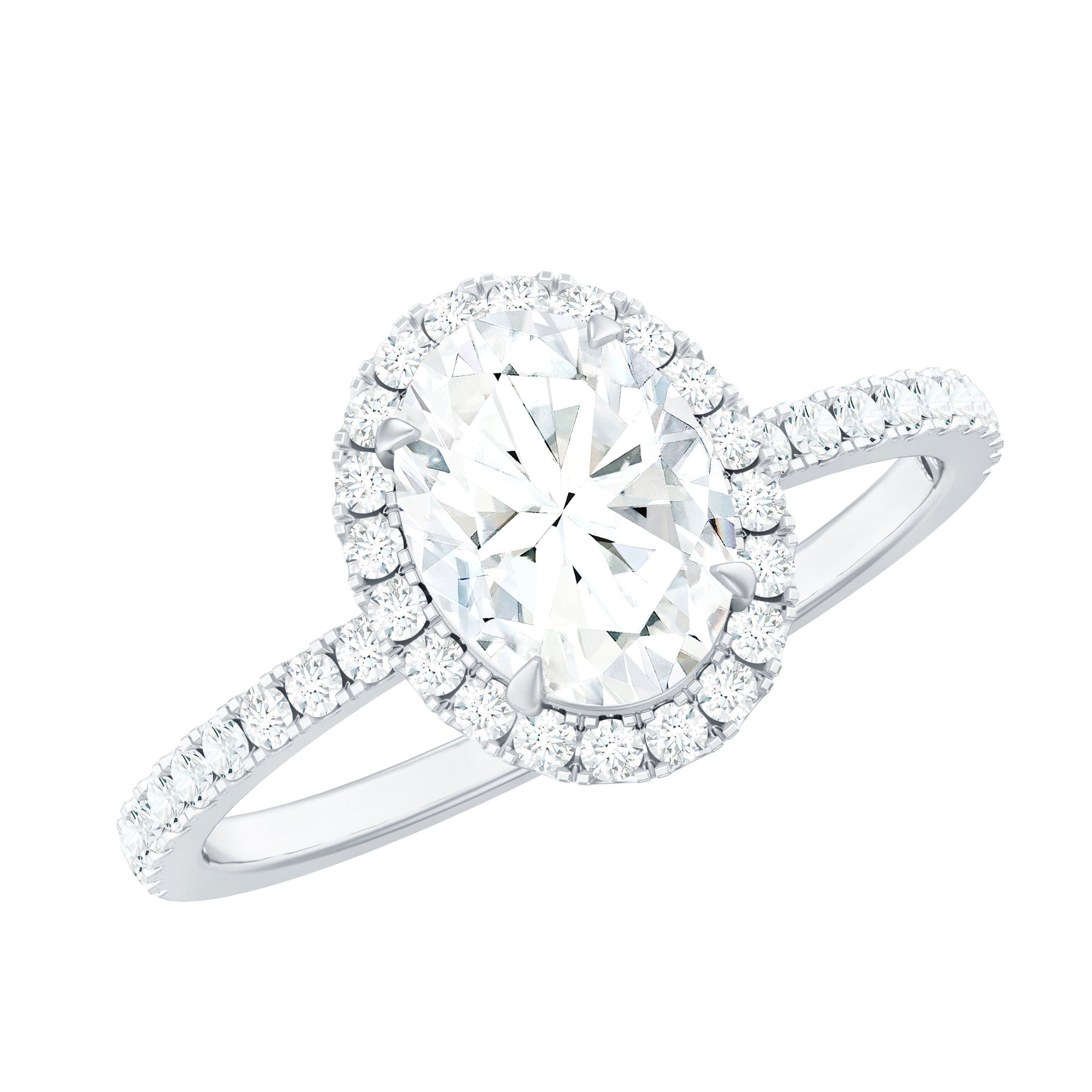 Brilliant Cut Moissanite Oblong Engagement Ring With Certificate