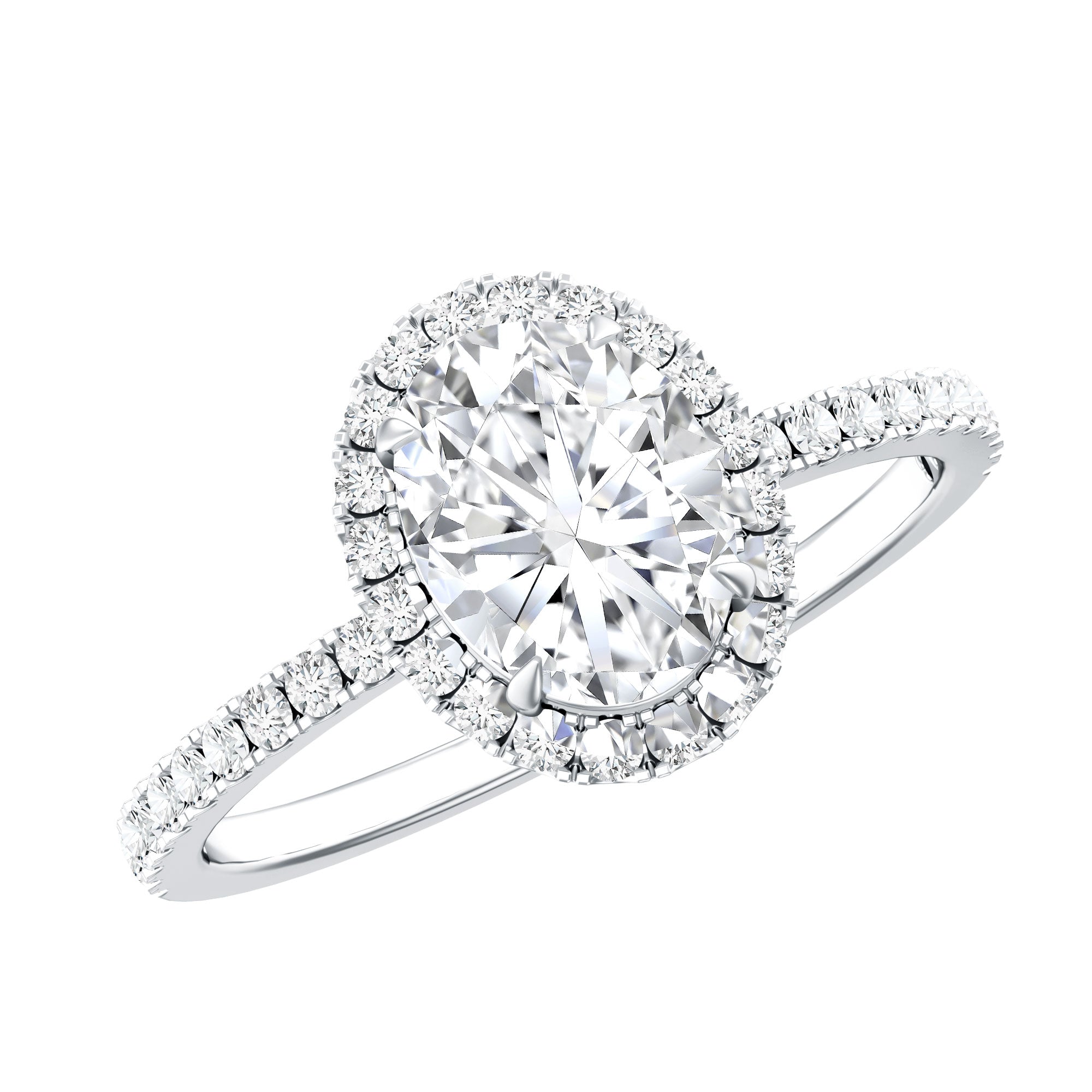 Rosec Jewels-Brilliant Cut Moissanite Oblong Engagement Ring With Certificate