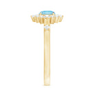 Genuine 0.8 Carat Aquamarine and Diamond Halo Engagement Ring AAA - Rosec Jewels