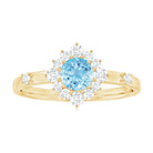 Genuine 0.8 Carat Aquamarine and Diamond Halo Engagement Ring AAA - Rosec Jewels