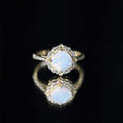 Certified Real 8mm Opalescent Vintage Inspired Engagement Ring with Diamond Halo AAA - Rosec Jewels