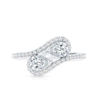Pear Cut Moissanite 2 Stone Engagement Ring with Bypass Shank D-VS1 - Rosec Jewels