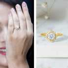 Rosec Jewels-Vintage Inspired Moissanite Engagement Ring With Certificate