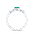 Vintage Inspired 1.2 Carat Lab Grown Emerald Oval Engagement Ring with Diamond AAAA - Rosec Jewels