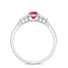 Rosec Jewels-Pear Shaped Lab Ruby Engagement Ring with Diamond Trio