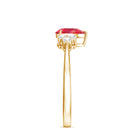Rosec Jewels-Pear Shaped Lab Ruby Engagement Ring with Diamond Trio