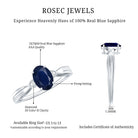 Oval Shape Real Blue Sapphire Solitaire Ring with Diamond AAA - Rosec Jewels
