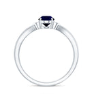 Oval Shape Real Blue Sapphire Solitaire Ring with Diamond AAA - Rosec Jewels