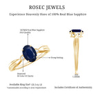 Oval Shape Real Blue Sapphire Solitaire Ring with Diamond AAA - Rosec Jewels