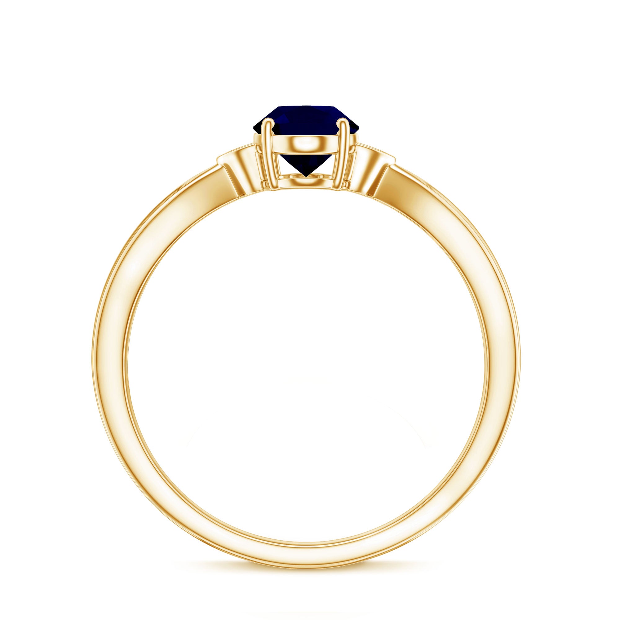 Rosec Jewels-Oval Shape Real Blue Sapphire Solitaire Ring with Diamond